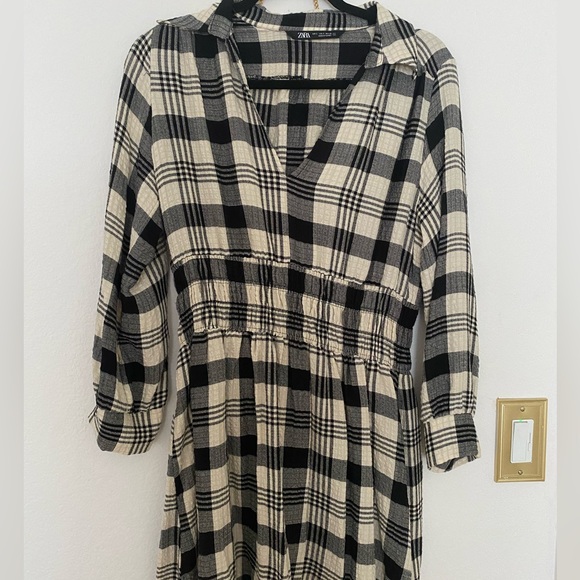 NWOT-Zara Plaid Super Soft Dress - Picture 3 of 4